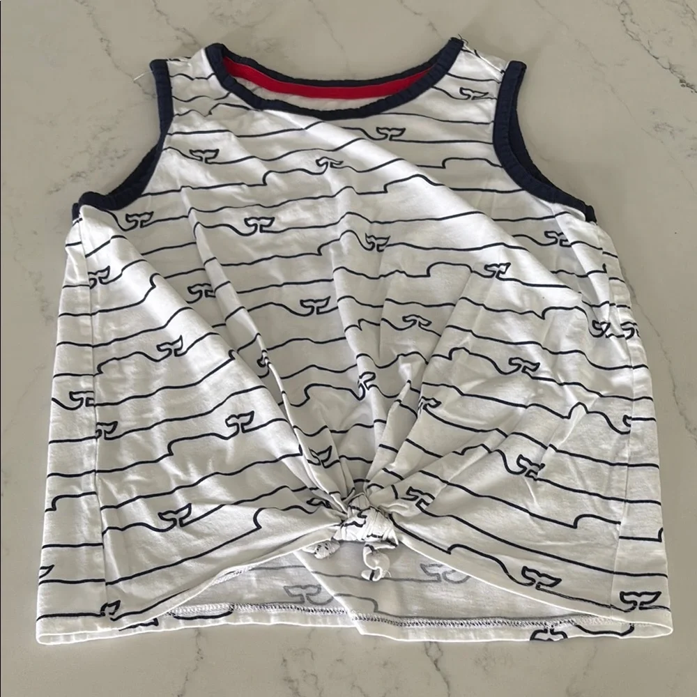 Vineyard Vines White and Blue Tank Top with Nautical Design
